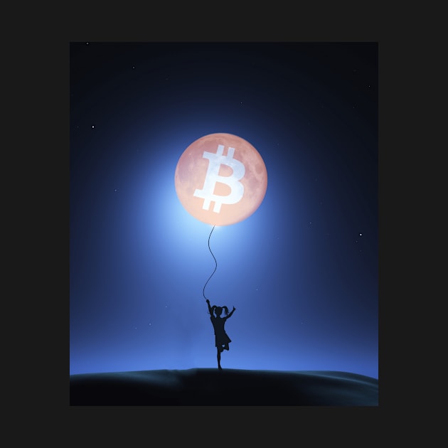 Bitcoin Moon BTC Cryptocurrency as Moon Bollon by PH-Design