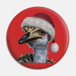 Cute Australian Emu Wearing A Festive Holiday Hat Pin