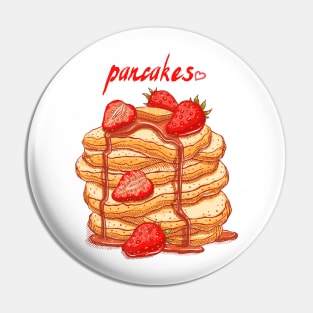 Strawberries Pancakes Hand Drawn Pin