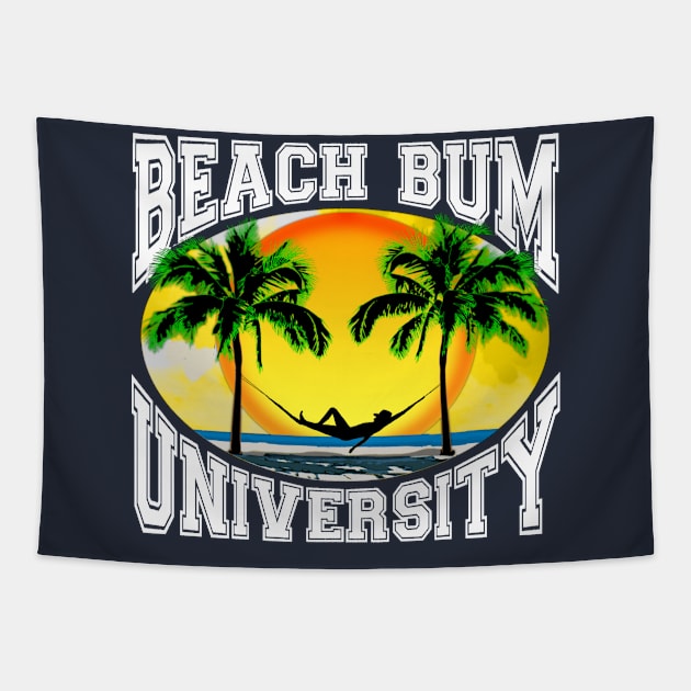 Beach Bum University Tapestry by macdonaldcreativestudios