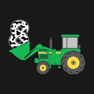 Kids 8th Birthday Boys 8 Year Old Farm Truck Tractor Party T-Shirt