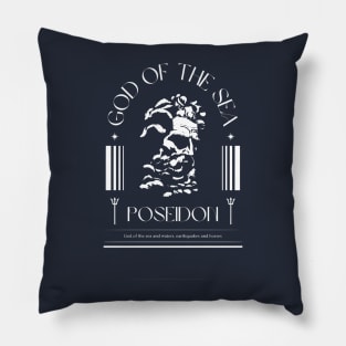 Poseidon Illustration (white print) Pillow