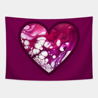 Maroon/Pink Paint Pour Heart Tapestry