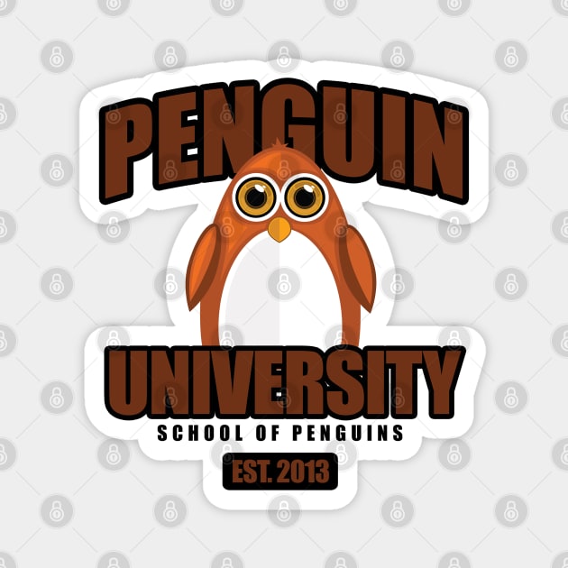 Penguin University - Brown Magnet by adamzworld