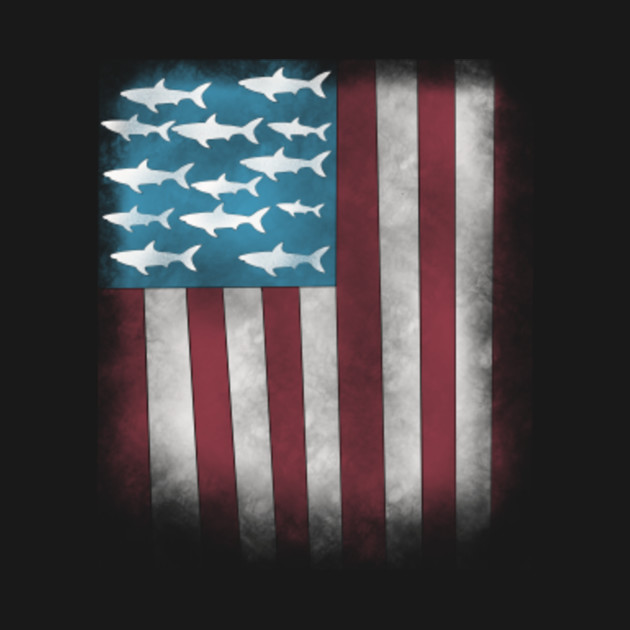 Discover Distressed Patriotic American Flag Shark 4th of July - American Flag Shark - T-Shirt