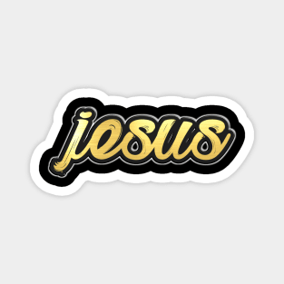 Shiny black and Gold JESUS word ver8 Magnet