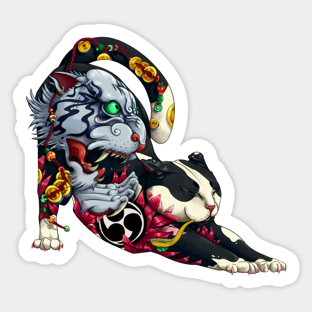 Stretching Monmon Cat Monmon Cats Sticker Teepublic Uk