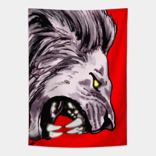 Red Lion Tapestry by AnalogArtByAdam