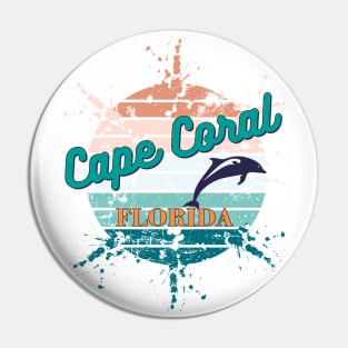 Cape Coral Florida Exploding Retro Sunset Pin