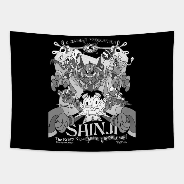 Shinji Krazy Kid with Silly Problems old Cartoon Tapestry by Juandamurai