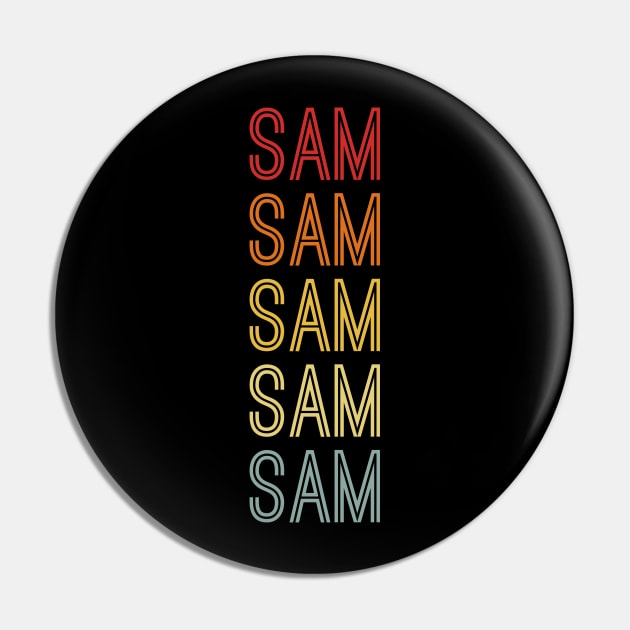 Sam Name Vintage Retro Pattern Pin by CoolDesignsDz