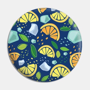 Orange lemon mint and ice pattern Pin