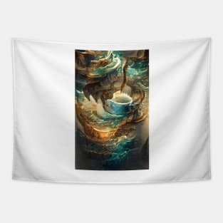 The Coffee teal ocean wave| Ocean wave vintage Tapestry