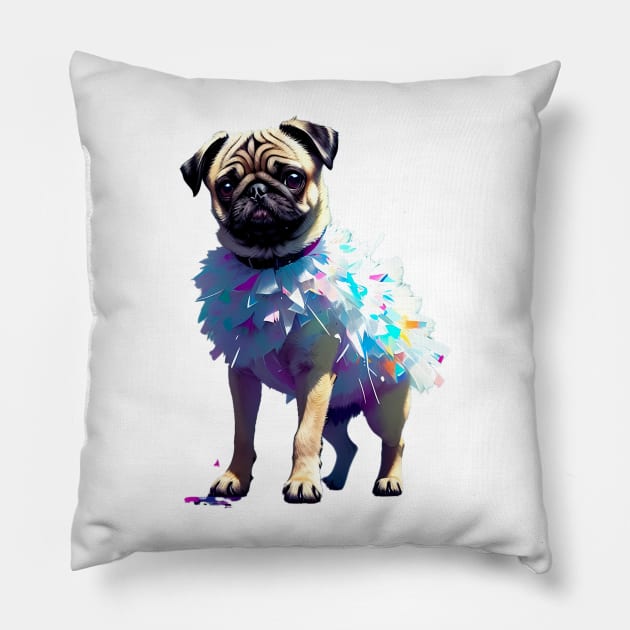 Flamingo Tutu Pug: The Pink and White Beauty Pillow by fur-niche