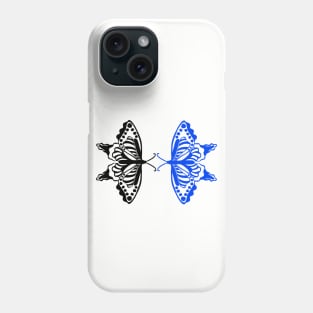 Black and Royal Blue Butterflies Phone Case