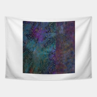 Universe, surreal textile in blue purple green Tapestry