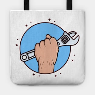 Adjustable Wrench tool in Mechanic hand vector illustration. Tote
