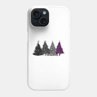 Row of Four Asexual Pride Flag Christmas Trees Vector Phone Case