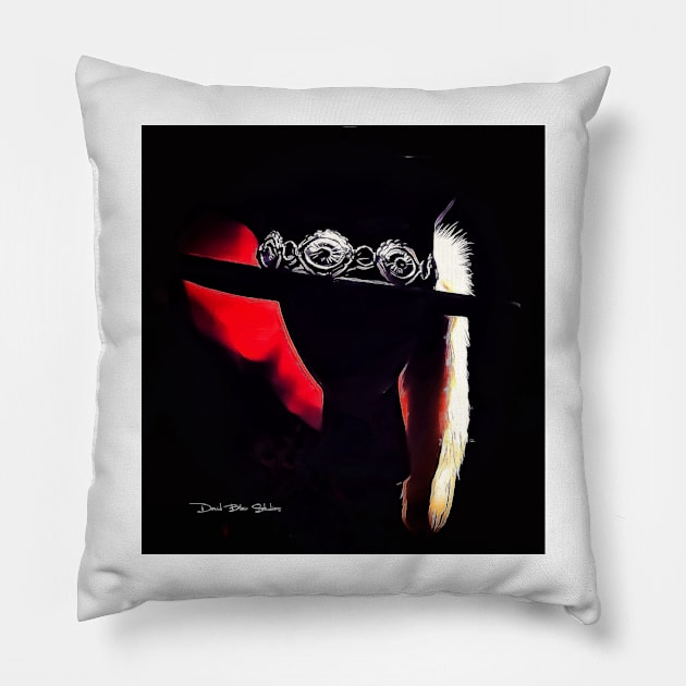 Stevie Ray Vaughan Famous Hat - Red Pillow by davidbstudios