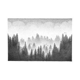 Misty Pine Forest Dotwork T-Shirt