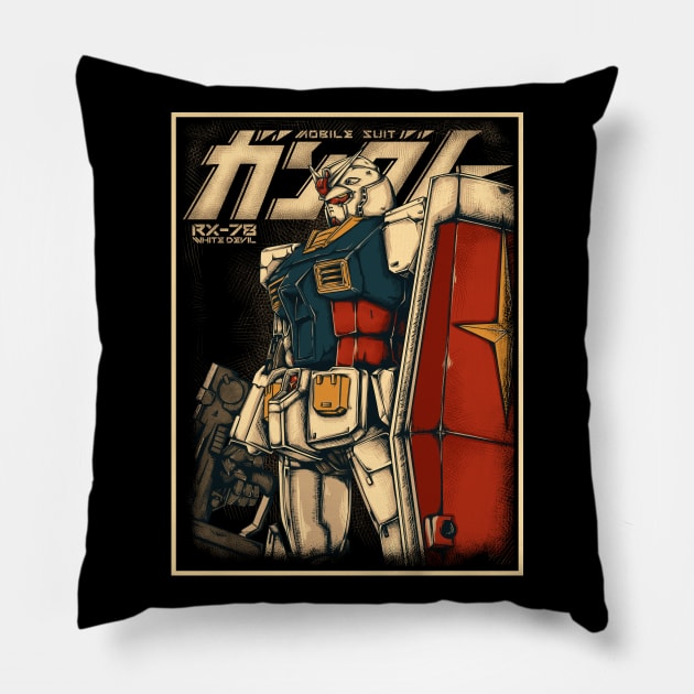 Classic Gundam T-shirt Pillow by opoyostudio