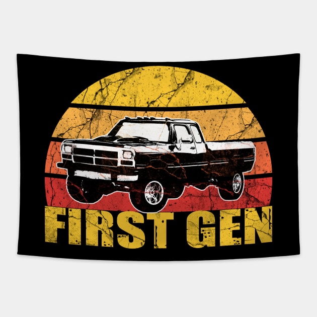 First Gen cummins Dodge ram truck Squarebody First generation Truck Classic American 1st gen Pickup Tapestry by JayD World