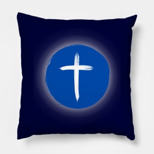 Christian Cross Solar Eclipse - Blue Edition Pillow