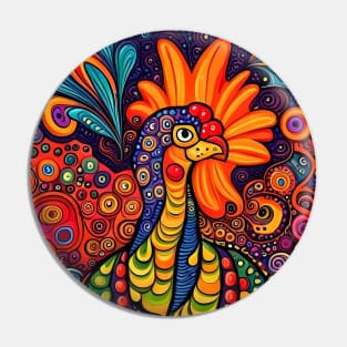 Freddy the Colorful and Quirky Chicken Pin