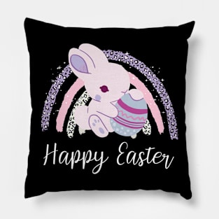 Happy Easter Day Cute Bunny With Eggs Easter Womens Girls Pillow