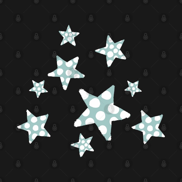 happy polka dots stars - turquoise by kobyakov