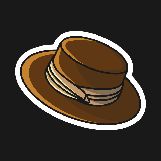 Fedora hat Sticker vector illustration. Hackers cap object icon concept. Hipster cap sticker symbol vector design with shadow. by AlviStudio