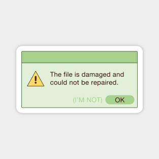 Damaged File Error Notification (Green) Magnet