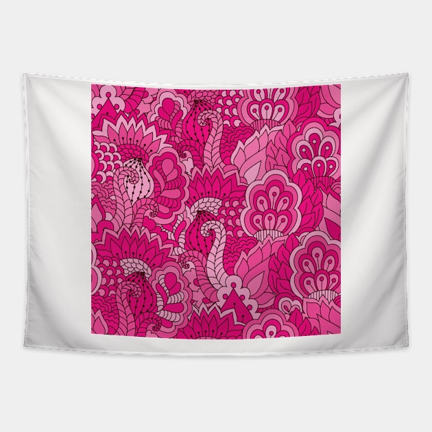 Abstract Floral Neck Gator Hot Pink Floral Abstract Tapestry by DANPUBLIC