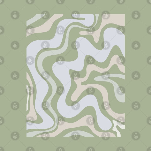 Liquid Swirl Contemporary Abstract in Light Sage Green Grey Almond by KierkegaardDesignStudio