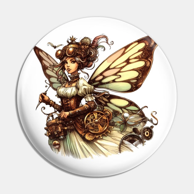 Stunning Steampunk Fairy Pin by Organicgal Graphics