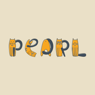 Pearl | Girl Name | Cat Lover | Cat Illustration T-Shirt