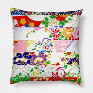 Seamless Stacked Chiyogami Japanese Rice Paper Art Motif Pattern Pillow