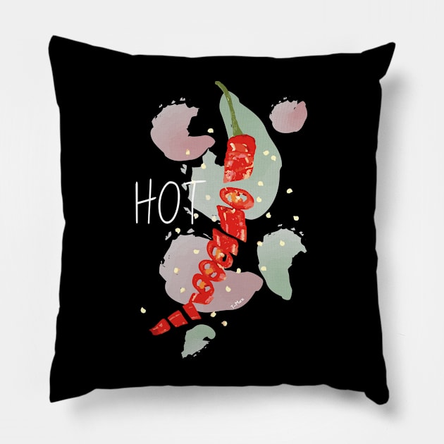 chopped HOT red chilli authentic mexican food ingredient spicy lover gift Pillow by T-Mex