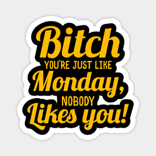 Bitch You're Just like Monday,nobody likes you Magnet