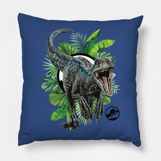 Velociraptor Blue! Pillow by WorldDinosaurs