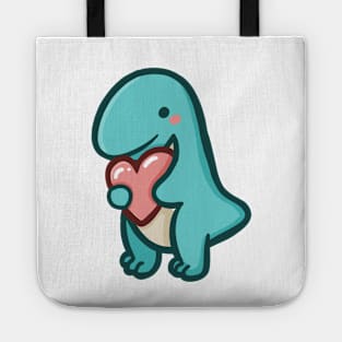 Cute T-Rex with heart, Love, Dino, Dinosaur Tote