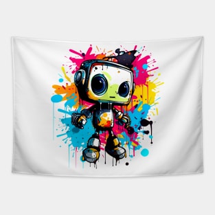 Cute cartoon Robot. Funny cyborg. Tapestry