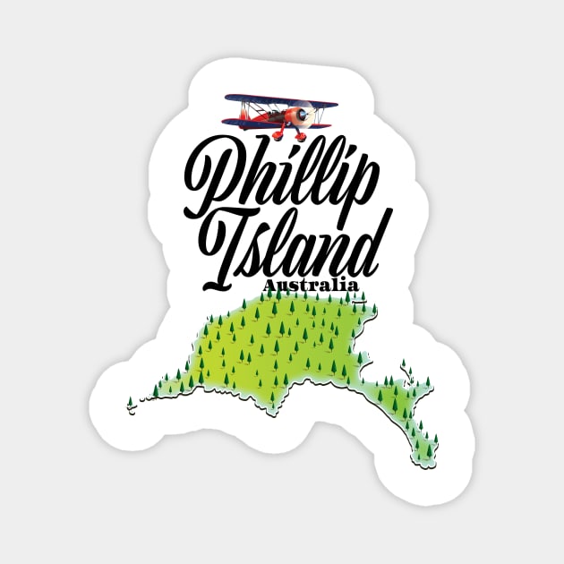 Phillip Island Australia map Magnet by nickemporium1