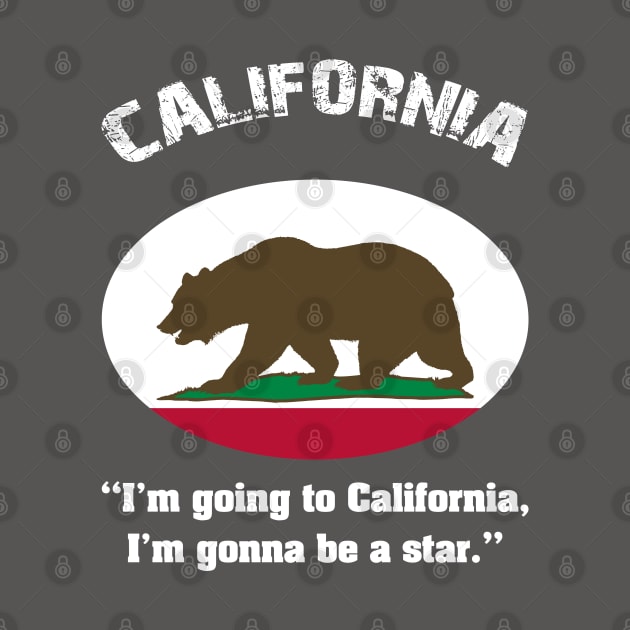Bear Flag, Flag of California, Grizzly bear, “I’m going to California, I’m gonna be a star.” by egygraphics
