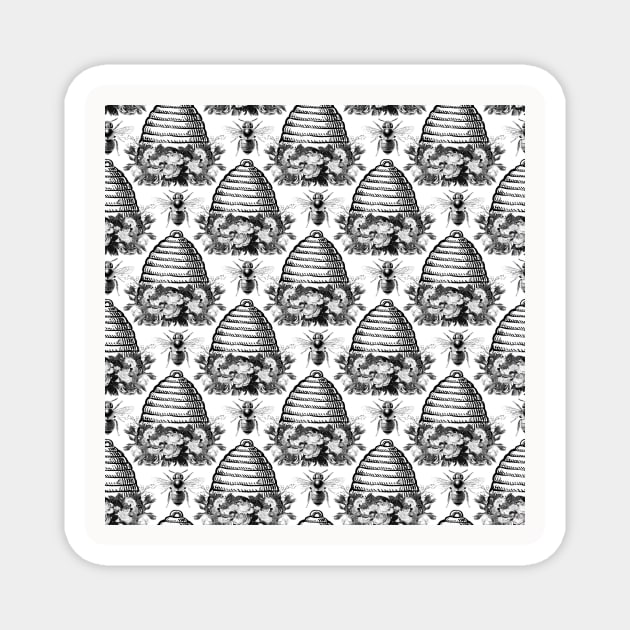 Bee Neck Gator Black and White Bee Hives Beekeper Magnet by DANPUBLIC