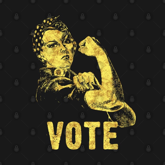 VOTE Rosie the Riveter Abstract Black and Yellow Sketch Art Style by Naumovski