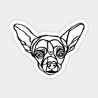 Small Dog, Lineart Black and White, Outline Chihuahua, Little Dog Magnet