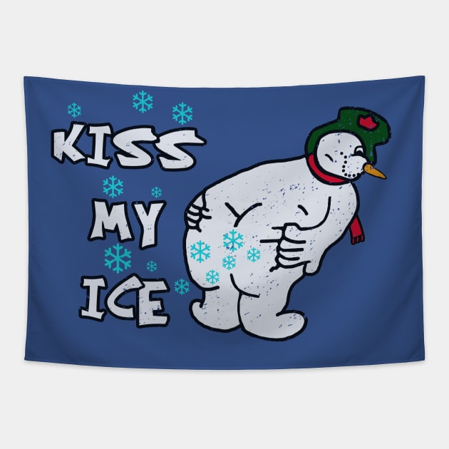 Snowman Kiss My Ice Tapestry by Bigfinz