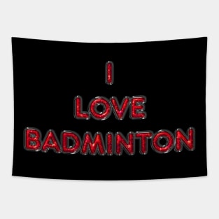 I Love Badminton - Red Tapestry