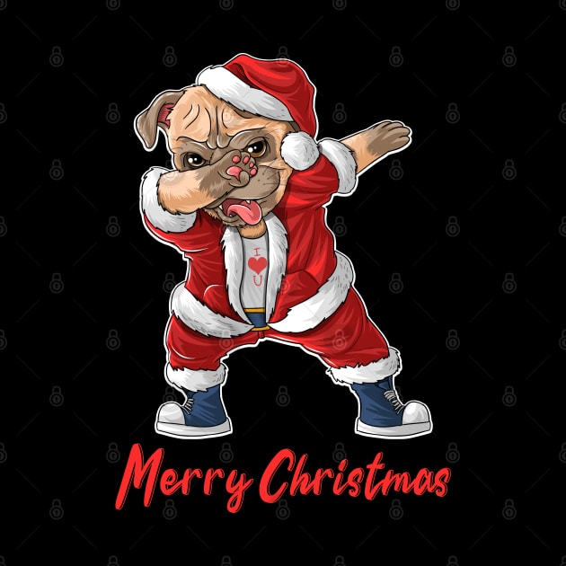 Dabbing Dog Santa Hat Merry Christmas by DragonTees